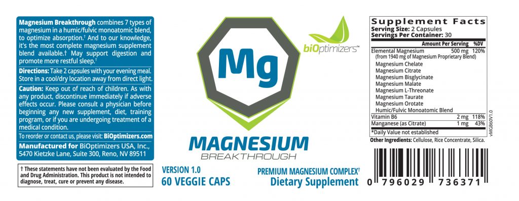 Bioptimizers Magnesium Breakthrough ingredients are potent